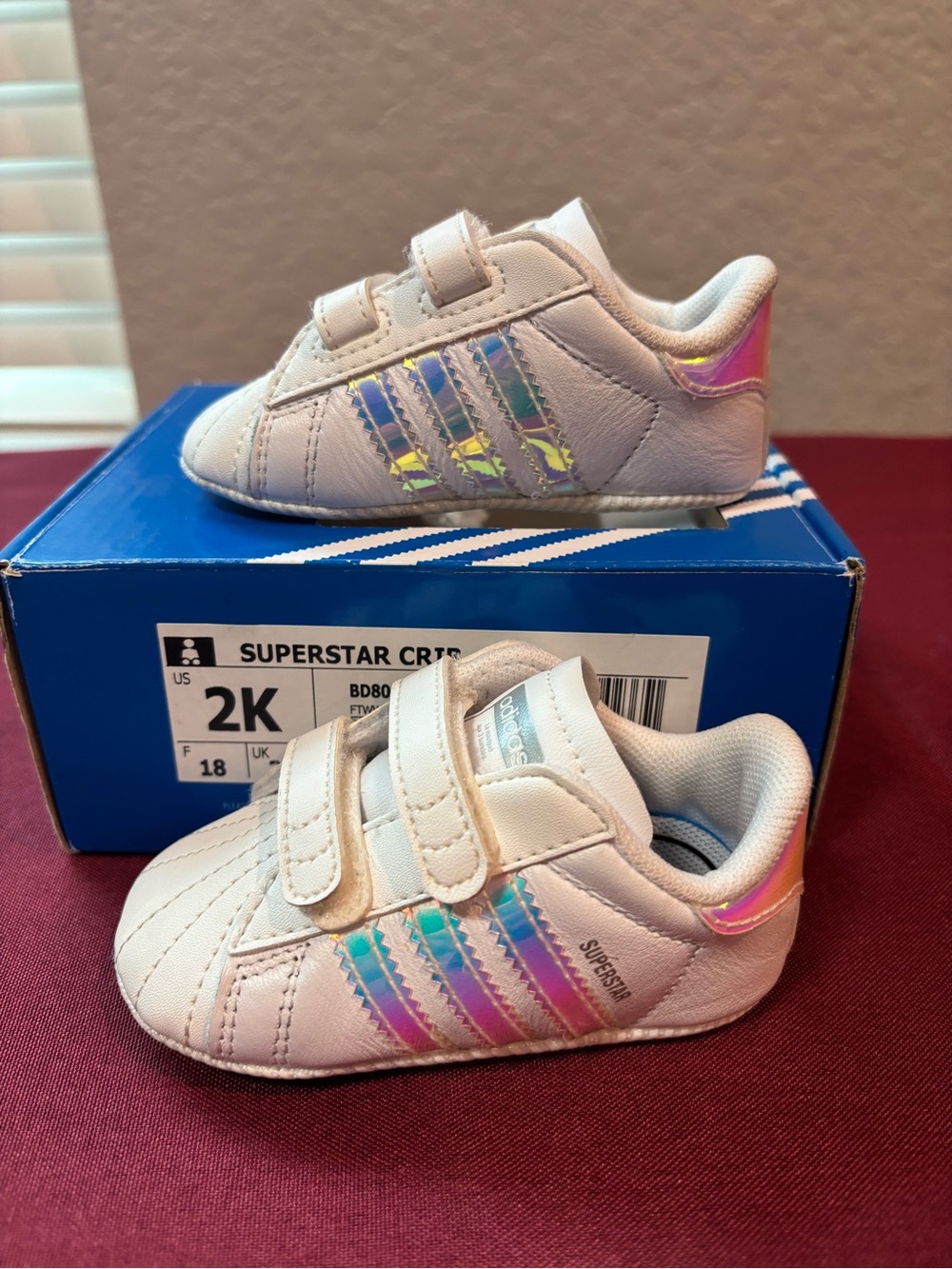 Adidas Superstar Crib Shoes Size 2K